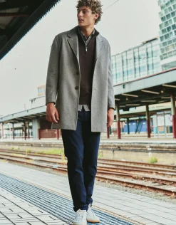 Wool Blend Overcoat in Biscuit