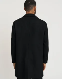 Wool Blend Overcoat in Black
