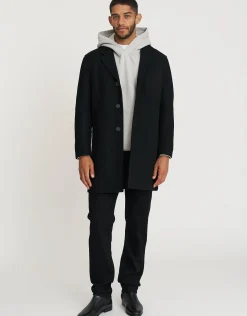 Wool Blend Overcoat in Black