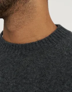 100% Wool Crew Neck Knit in Steel