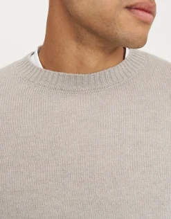 100% Wool Crew Neck Knit in Steel