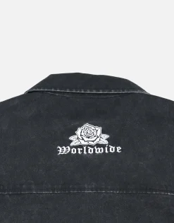 Worldwide Cropped Short Sleeve Shirt in Black