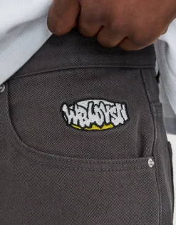 WRLDVSN Baggy Fit Twill Jorts in Charcoal