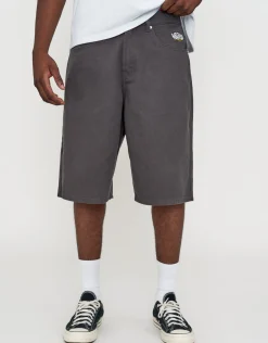 WRLDVSN Baggy Fit Twill Jorts in Charcoal