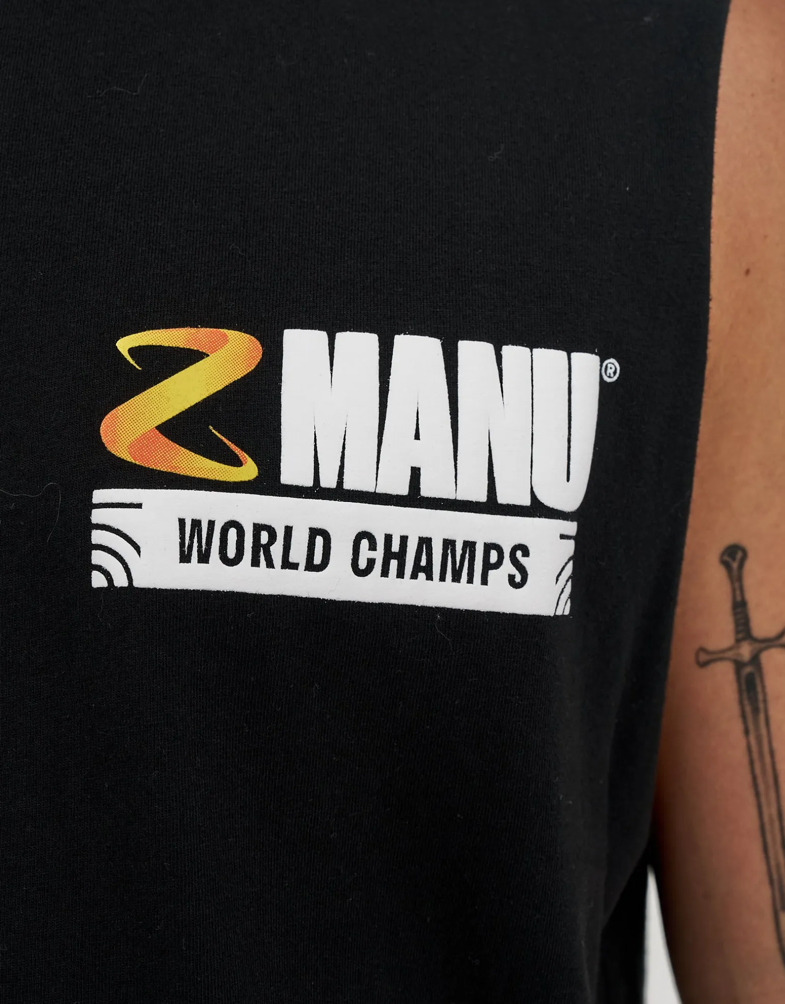 Z Manu World Champs Muscle Singlet in Solid Black